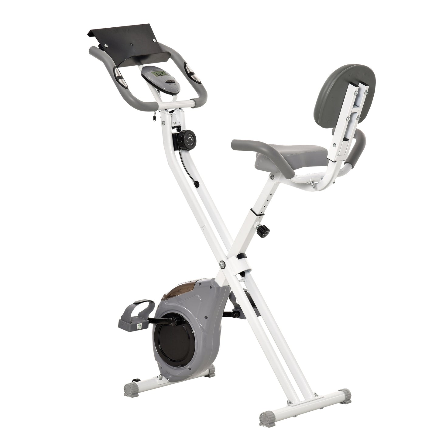 Soozier Folding Bike, Indoor Stationary Bike with 8-Level Magnetic Resistance and LCD Display, for Cardio Workout, Grey