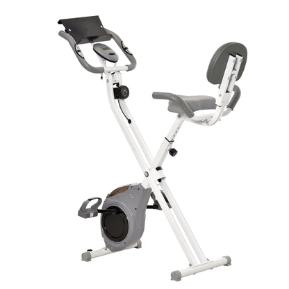 Soozier Folding Bike, Indoor Stationary Bike with 8-Level Magnetic Resistance and LCD Display, for Cardio Workout, Grey