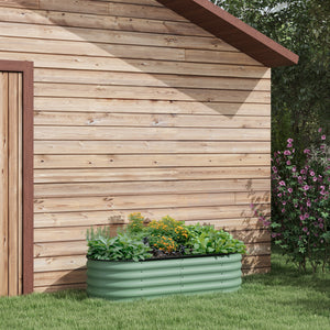 Jardinière surélevée en acier galvanisé avec bordure de sécurité, verte