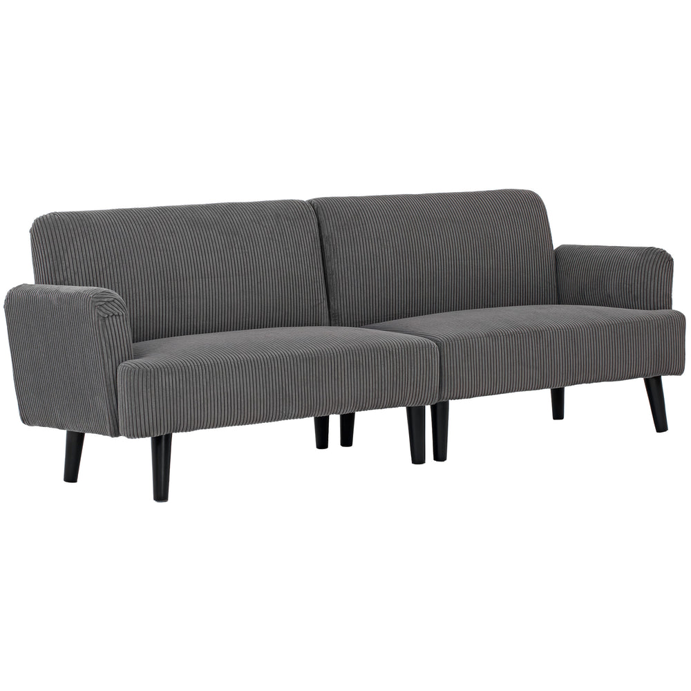 Canapé 3 places en velours côtelé avec pieds en hévéa et assise extra-large, gris