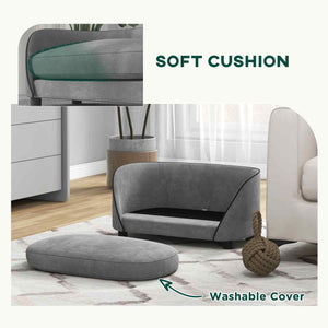Dog sofa with soft cushion, removable and washable cover, grey