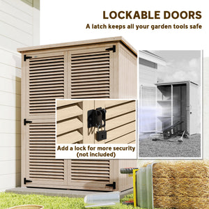 Wooden garden shed with waterproof asphalt roof, shelves, natural color