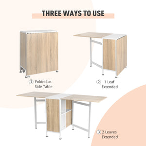 Table de salle à manger pliante multi-usages avec étagères escamotables