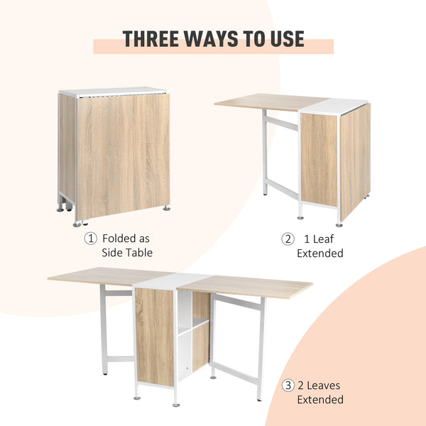 Table de salle à manger pliante multi-usages avec étagères escamotables