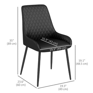 Set of 4 PU leather chairs with metal legs, black.