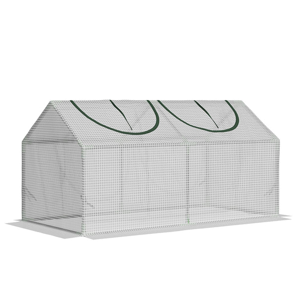 Portable mini tunnel greenhouse, white