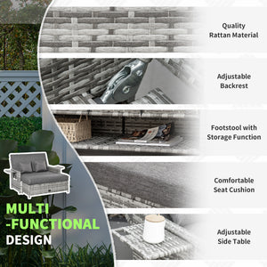 Ensemble de jardin convertible en lit, gris