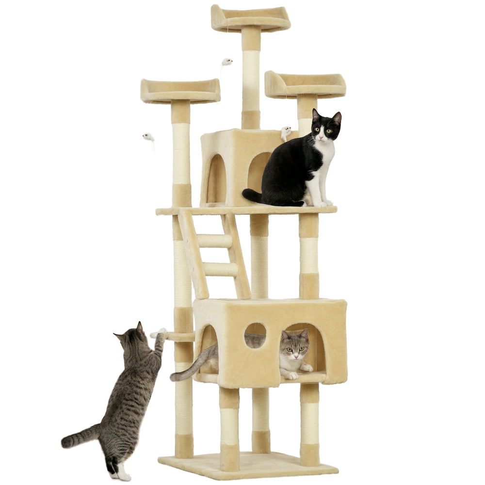Arbre à chat à plusieurs niveaux de 172 cm, beige