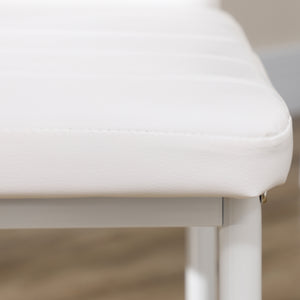 Set of 4 modern chairs, faux leather upholstery and metal legs, white