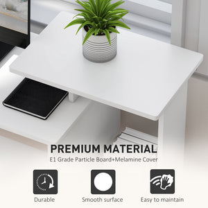 Computer desk with sliding keyboard tray, white