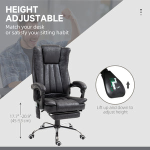 Fauteuil de massage vibrant à 6 points, inclinable en microfibre avec repose-pieds rétractable, noir