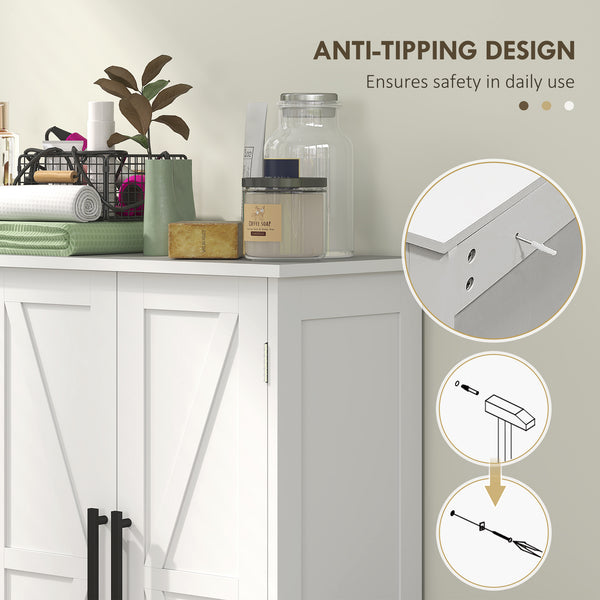 Meuble de salle de bain de style campagnard avec étagère réglable, blanc