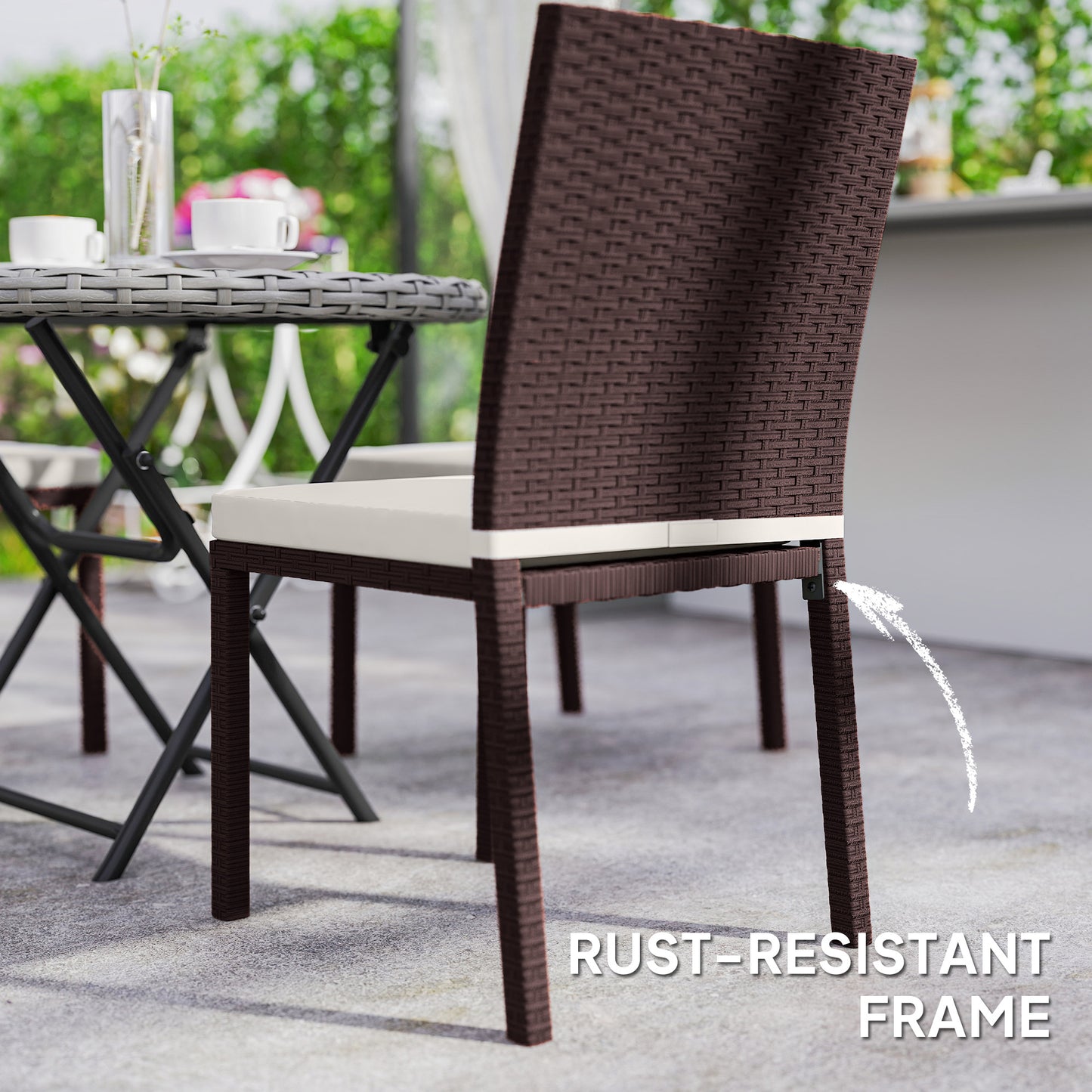 Ensemble de 4 chaises de salle à manger en osier, beige