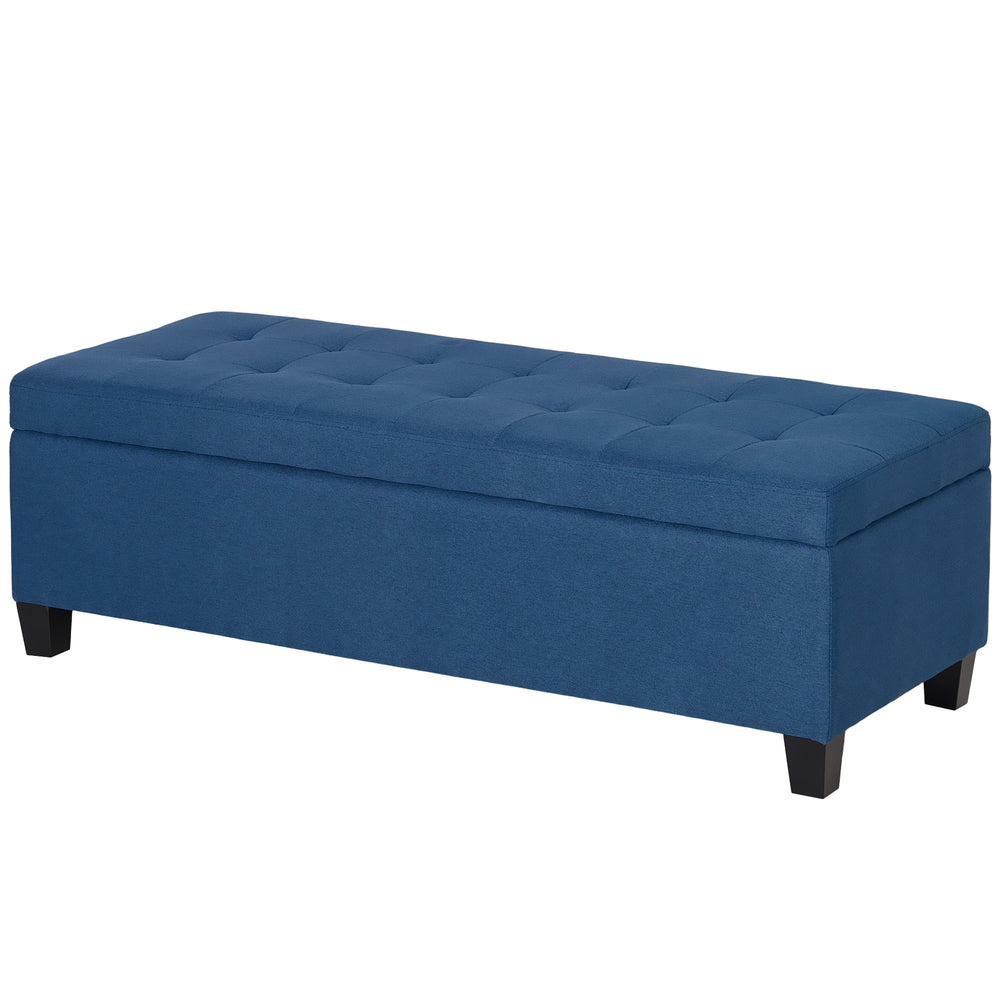 Banc d'entrée rectangulaire capitonné, bleu