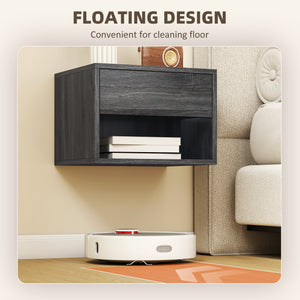 Floating Nightstand Set of 2, Wall Mounted Bedside Table with Drawer for Bedroom, Gray