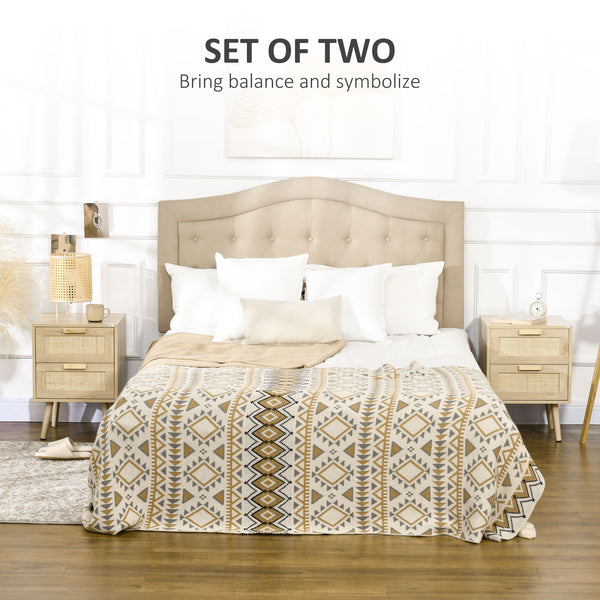 Lot de 2 tables de chevet style bohème avec 2 tiroirs