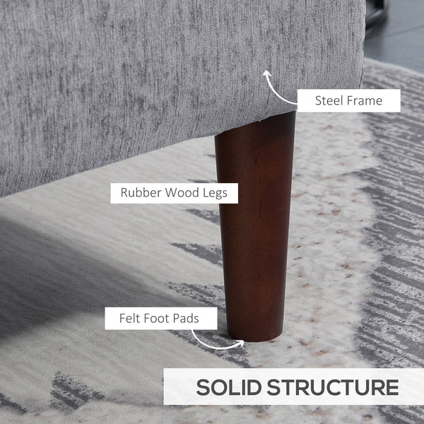 Canapé d'angle moderne avec méridienne avec pieds en bois pour salon, gris