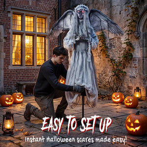 Halloween Animated Standing Crying Angel Decoration with Sound and Touch Activation