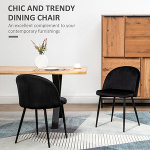 Set of 2 mid-back chairs with black velvet upholstery