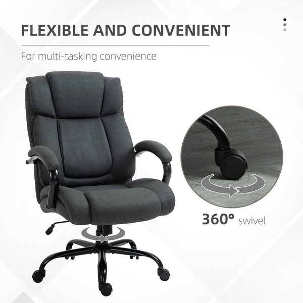 Chaise de bureau grande capacité avec assise large, ressorts ensachés et fonction bascule – Gris charbon