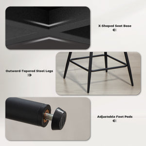 Ensemble de 2 tabourets de bar hauteur de comptoir, pivotants, rembourrés avec dossier, blanc crème