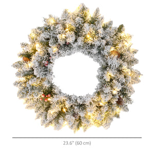 Couronne de Noël de 24" avec lumières givré