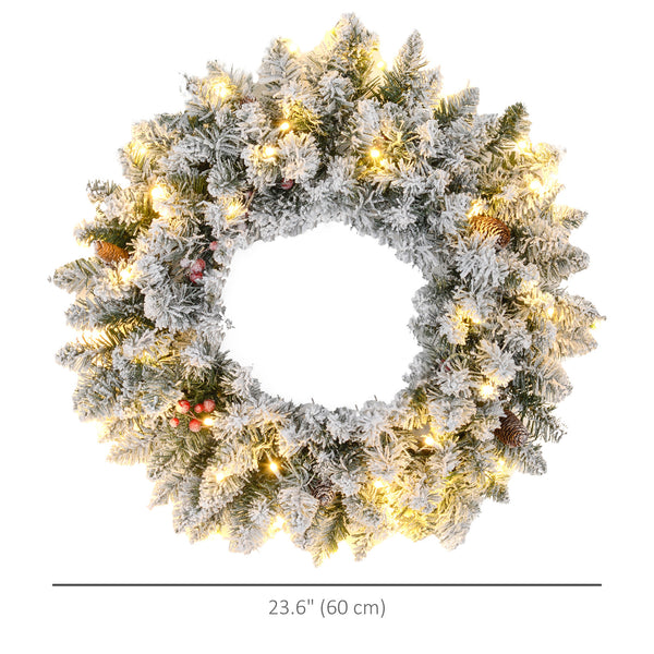 Couronne de Noël de 24" avec lumières givré