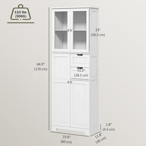Armoire haute de salle de bain 67 po, blanche