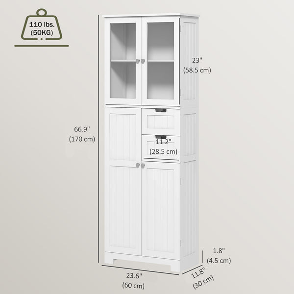 Armoire haute de salle de bain 67 po, blanche
