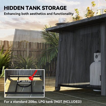 Outsunny 28" Square 40,000 BTU Propane Fire Pit Table with Waterproof Cover and Adjustable Footrests