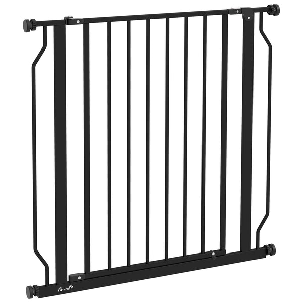 Barrière pour animaux avec porte et double système de verrouillage, noire