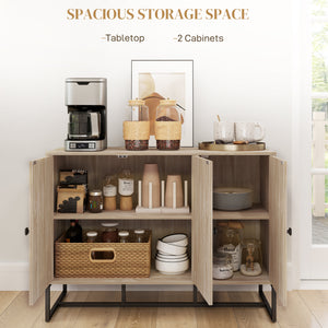 Buffet moderne avec étagères réglables, 3 portes à chevrons pour salon, couloir, grain de bois de chêne