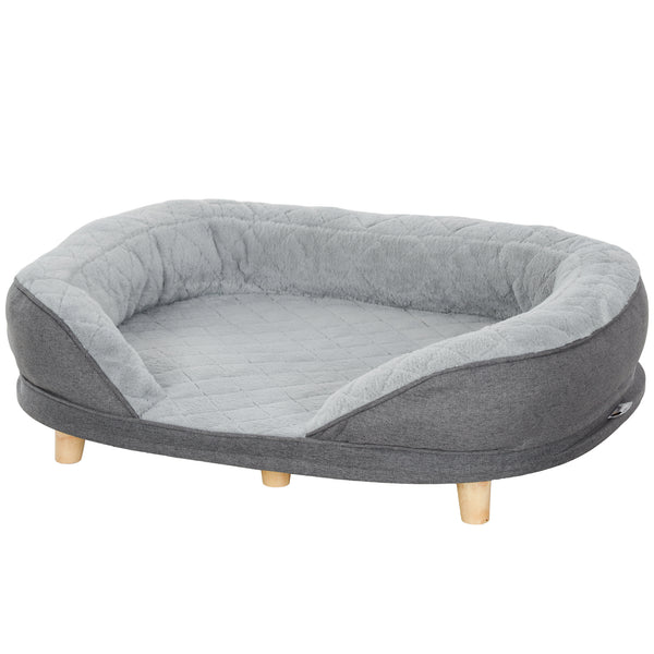 Dog bed for large dogs with removable cushion, washable cover and non-slip feet, grey