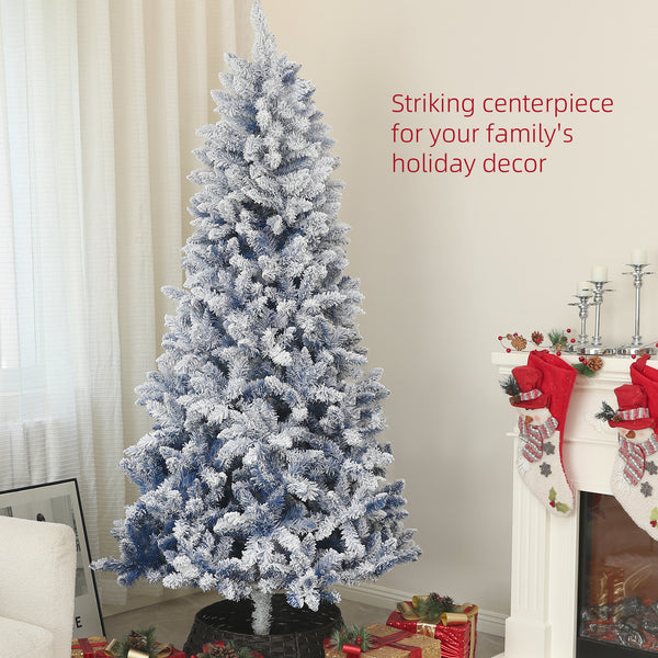 Sapin de Noël artificiel bleu givré de 7 pieds