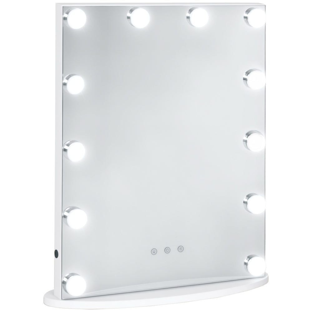 Miroir de maquillage éclairé avec 12 ampoules LED à intensité variable, blanc