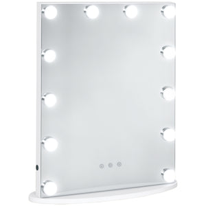 Lighted Makeup Mirror with 12 Dimmable LED Bulbs, White