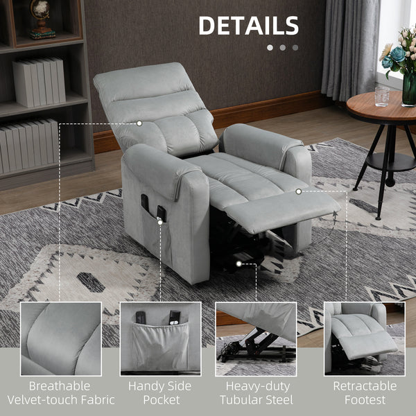 Fauteuil releveur inclinable massant avec 8 points de vibration, gris