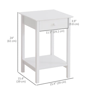 Table d'appoint multifonction avec tiroir et étagère de rangement, blanche