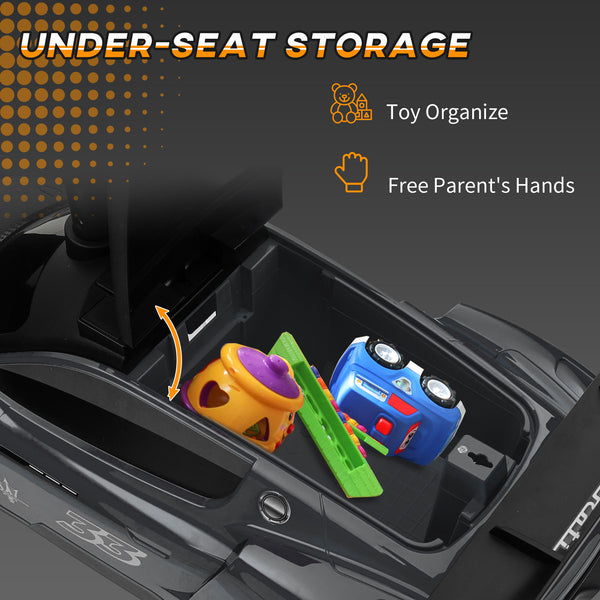 Licensed Maserati GT2 Ride-On Car with Storage, Music, Horn &amp; Footrest for Toddlers 18-60 Months, Grey