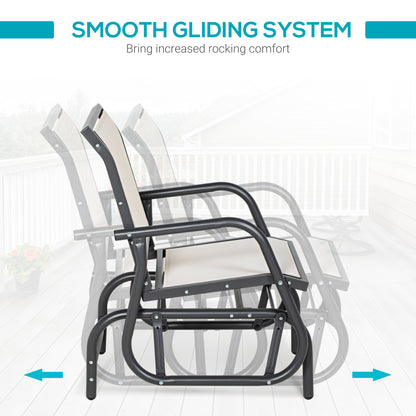 Fauteuil de jardin Outsunny avec assise et dossier en tissu maillé respirant, cadre en métal et accoudoirs, couleur crème