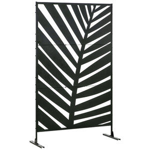 Paravent d'extérieur en métal avec support et vis d'expansion, motif feuille de bananier