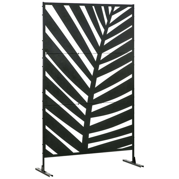 Paravent d'extérieur en métal avec support et vis d'expansion, motif feuille de bananier