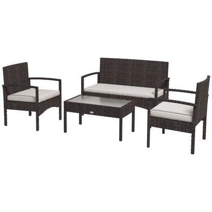 Ensemble de meubles de jardin 4 pièces avec canapé causeuse, blanc