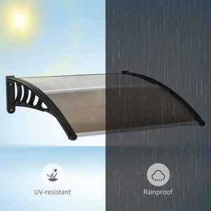 Auvent de porte en polycarbonate de 3,4 x 3,2 pieds, marron