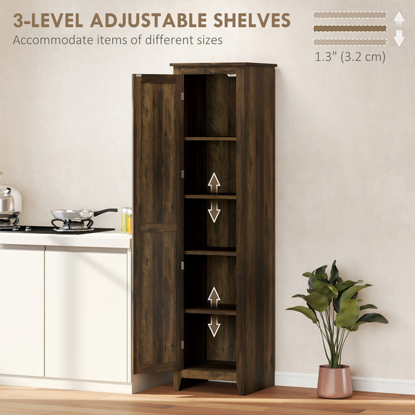 Armoire de rangement de cuisine style ferme 67" avec porte de grange et étagères réglables, marron