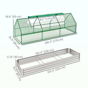 Raised vegetable garden with mini-greenhouse, green 