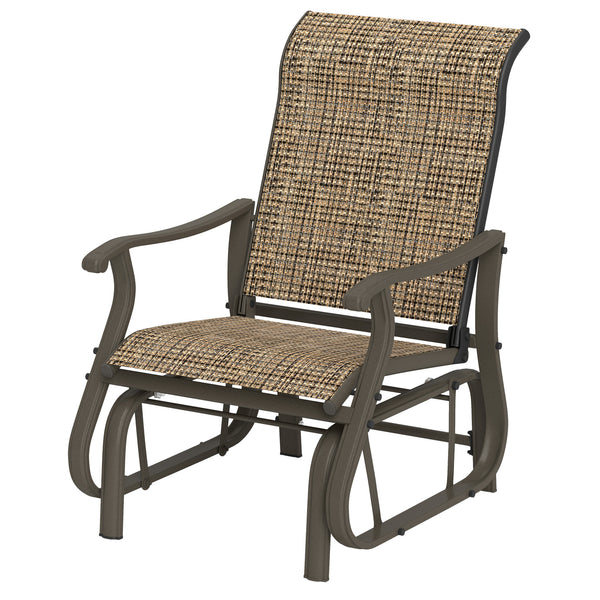 Rocking chair with steel frame and mesh fabric, light brown