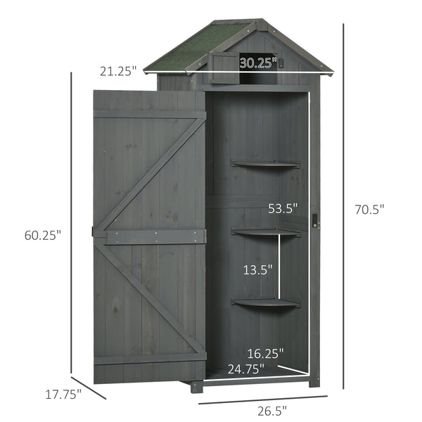 Abri de jardin avec 3 étagères, gris