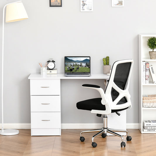 Bureau 47 pouces avec étagères de rangement à 3 niveaux, blanc