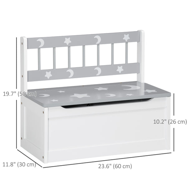 Toy box with lid and safety hinge, gray